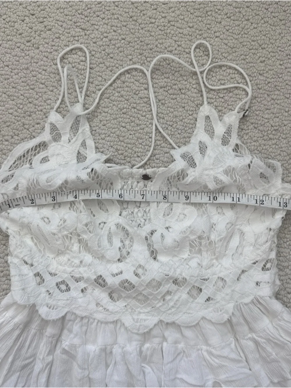 Free People White Crochet Lace Ruffled Cami - Picture 6 of 9